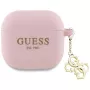 Guess GUA4LECG4P AirPods 4 Cover roze siliconen 4G Charm
