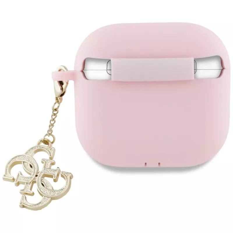 Guess GUA4LECG4P AirPods 4 Cover roze siliconen 4G Charm