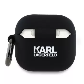 Karl Lagerfeld KLA4RUNCHK AirPods 4 hoesje zwart siliconen Choupette hoofd 3D