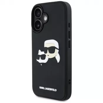 KARL LAGERFELD HC 3D Rubber DoubleHeads hoesje voor iPhone 16, zwart