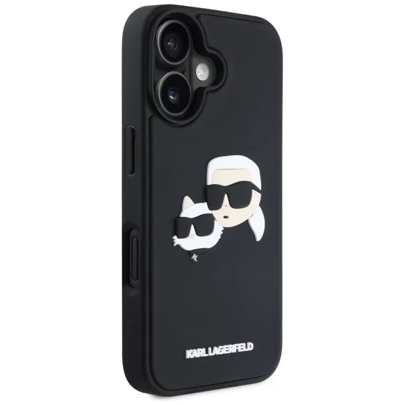 KARL LAGERFELD HC 3D Rubber DoubleHeads hoesje voor iPhone 16, zwart
