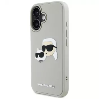 KARL LAGERFELD HC 3D Rubber DoubleHeads hoesje voor Apple iPhone 16 - beige