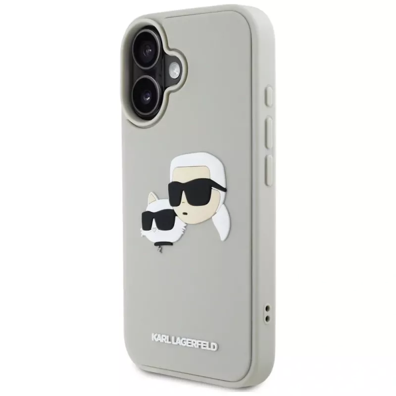 KARL LAGERFELD HC 3D Rubber DoubleHeads hoesje voor Apple iPhone 16 - beige