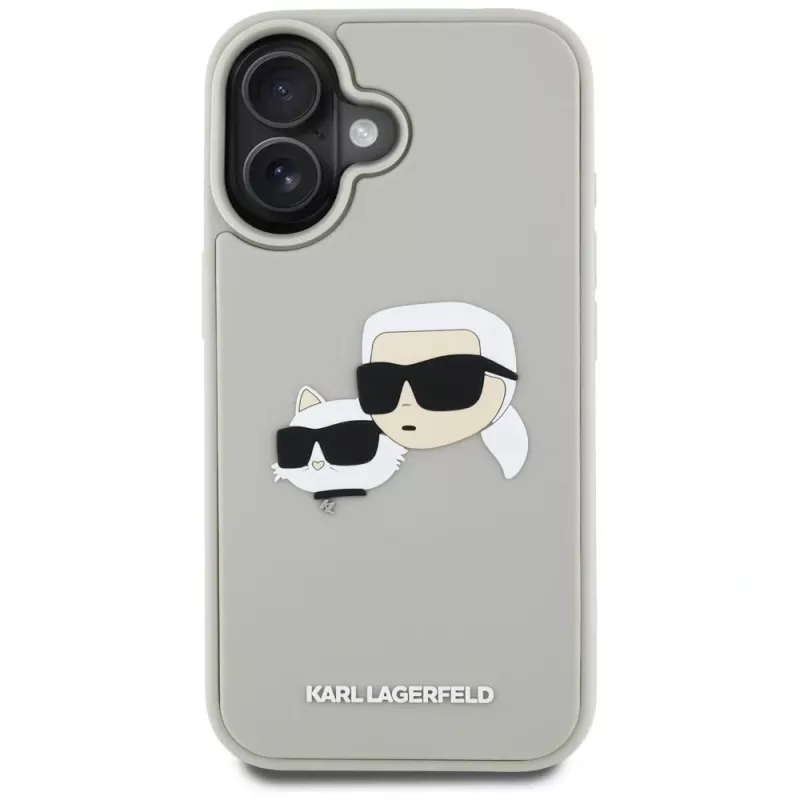KARL LAGERFELD HC 3D Rubber DoubleHeads hoesje voor Apple iPhone 16 - beige