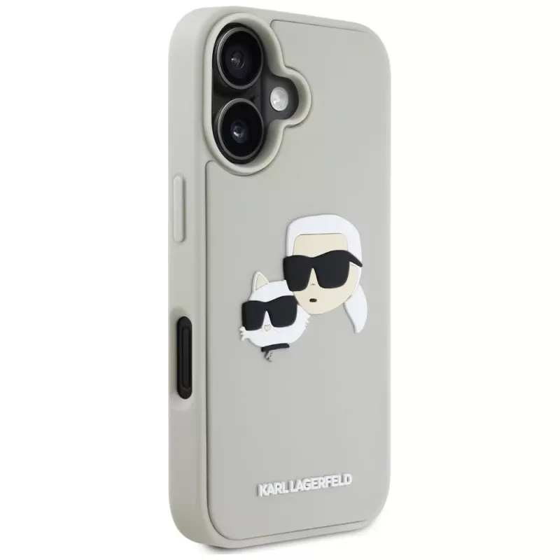 KARL LAGERFELD HC 3D Rubber DoubleHeads hoesje voor Apple iPhone 16 - beige