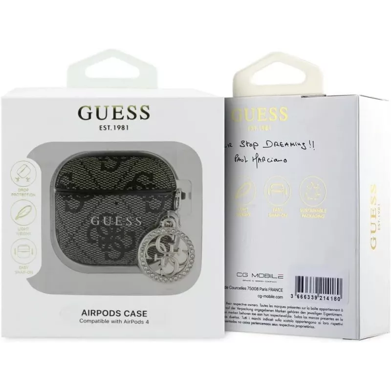 Guess 4G Strass Charm beschermhoes voor Apple AirPods 4, bruin