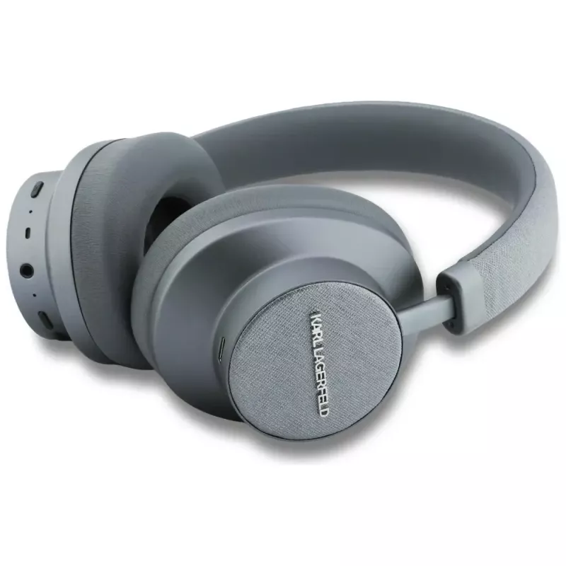 Karl Lagerfeld Saffiano Elongated Bluetooth ANC over-ear koptelefoon grijs