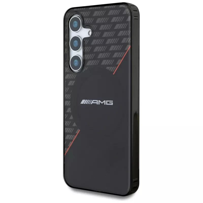 AMG Double Layer Rhombs MagSafe hoesje voor Samsung Galaxy S25 zwart-rood