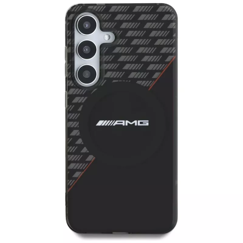 AMG Double Layer Rhombs MagSafe hoesje voor Samsung Galaxy S25 zwart-rood