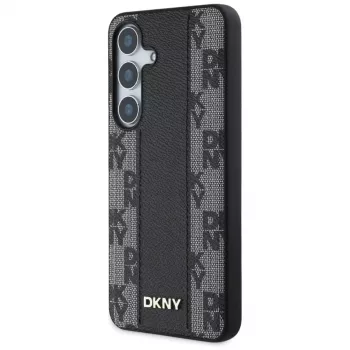 DKNY Leather Checkered Pattern MagSafe hoesje voor Samsung Galaxy S25, zwart