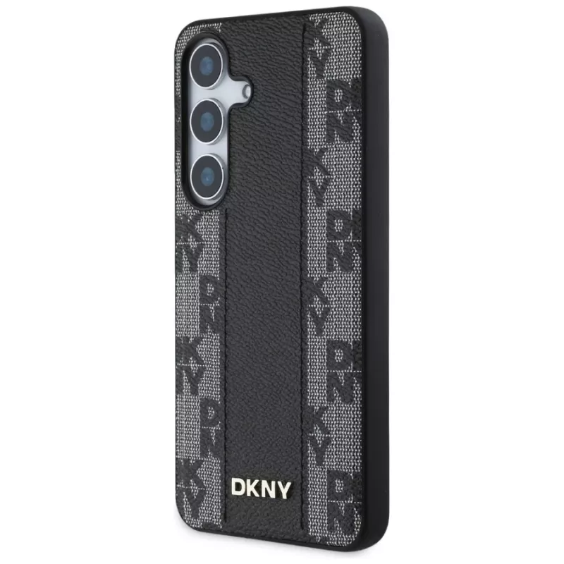 DKNY Leather Checkered Pattern MagSafe hoesje voor Samsung Galaxy S25, zwart