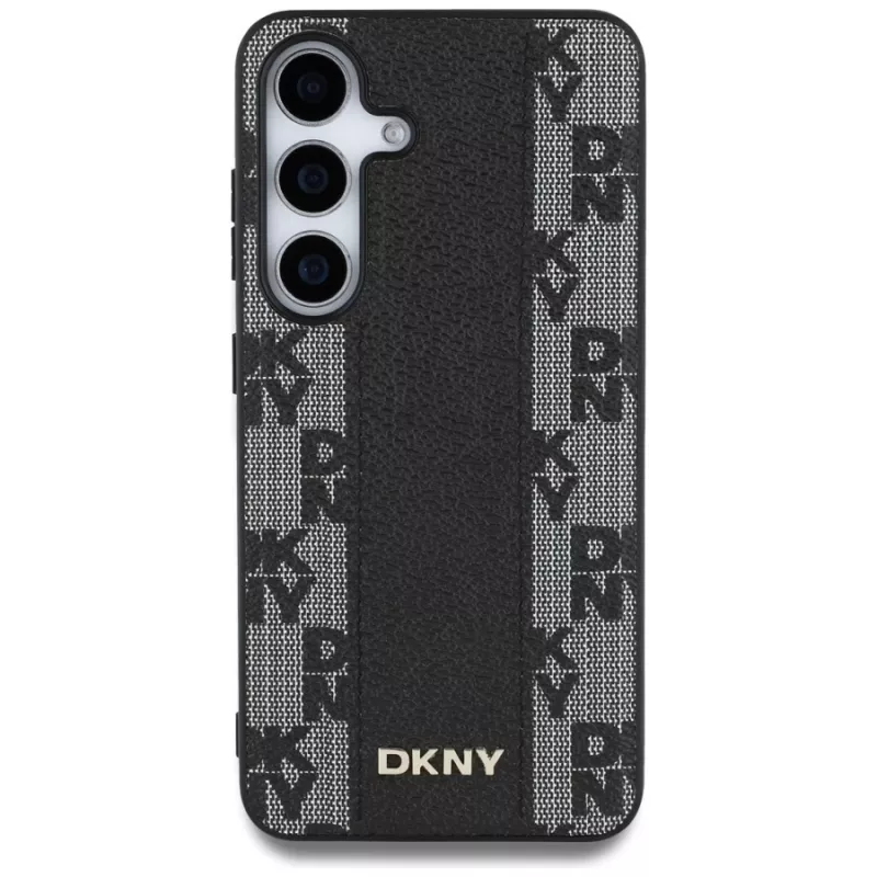 DKNY Leather Checkered Pattern MagSafe hoesje voor Samsung Galaxy S25, zwart