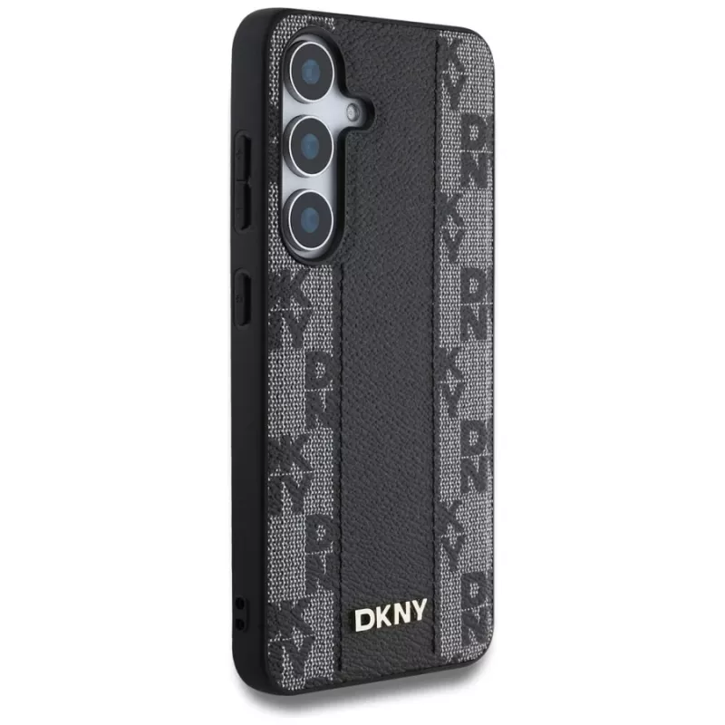 DKNY Leather Checkered Pattern MagSafe hoesje voor Samsung Galaxy S25, zwart