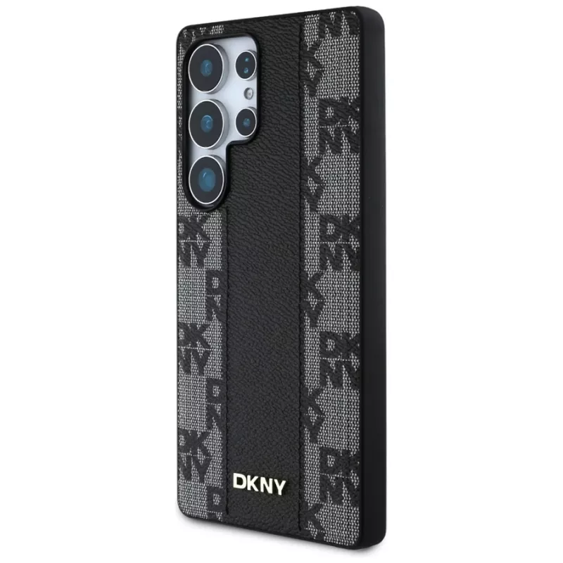 DKNY leren Checkered Pattern MagSafe hoesje voor Samsung Galaxy S25 Ultra zwart