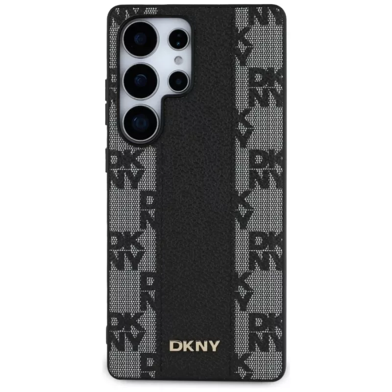 DKNY leren Checkered Pattern MagSafe hoesje voor Samsung Galaxy S25 Ultra zwart
