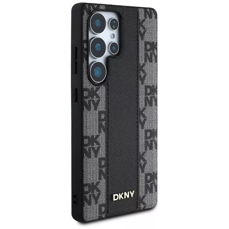 DKNY leren Checkered Pattern MagSafe hoesje voor Samsung Galaxy S25 Ultra zwart