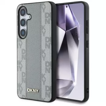 DKNY leren Checkered Pattern MagSafe hoesje voor Samsung Galaxy S25 - taupe