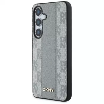 DKNY leren Checkered Pattern MagSafe hoesje voor Samsung Galaxy S25 - taupe
