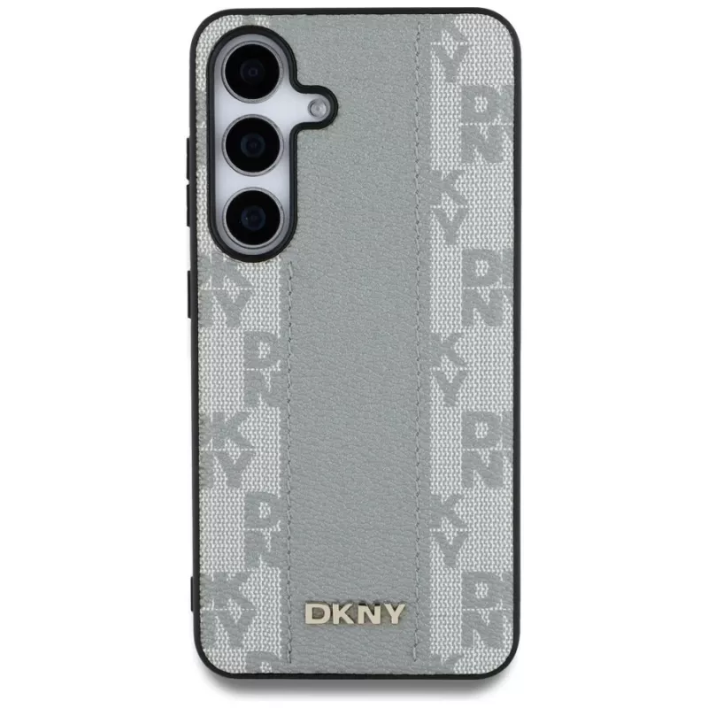 DKNY leren Checkered Pattern MagSafe hoesje voor Samsung Galaxy S25 - taupe