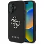 Guess Grained Big 4G Logo Small Classic Logo hoesje voor iPhone 16 (zwart)