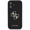 Guess Grained Big 4G Logo Small Classic Logo hoesje voor iPhone 16 (zwart)
