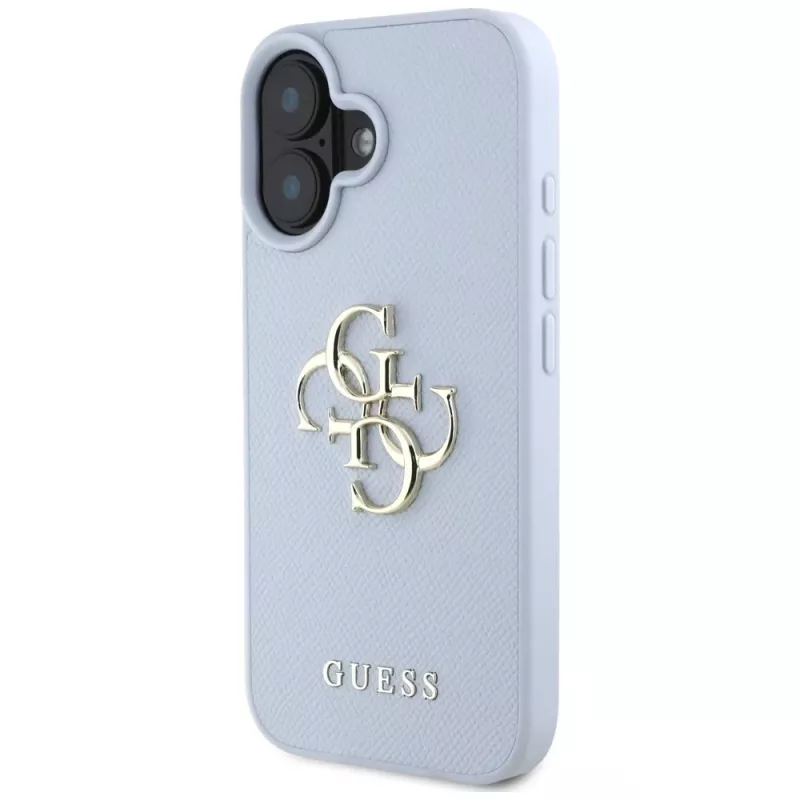 Guess Grained Big 4G Logo Small Classic Logo backcover voor Apple iPhone 16 - blauw