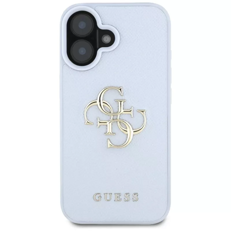 Guess Grained Big 4G Logo Small Classic Logo backcover voor Apple iPhone 16 - blauw