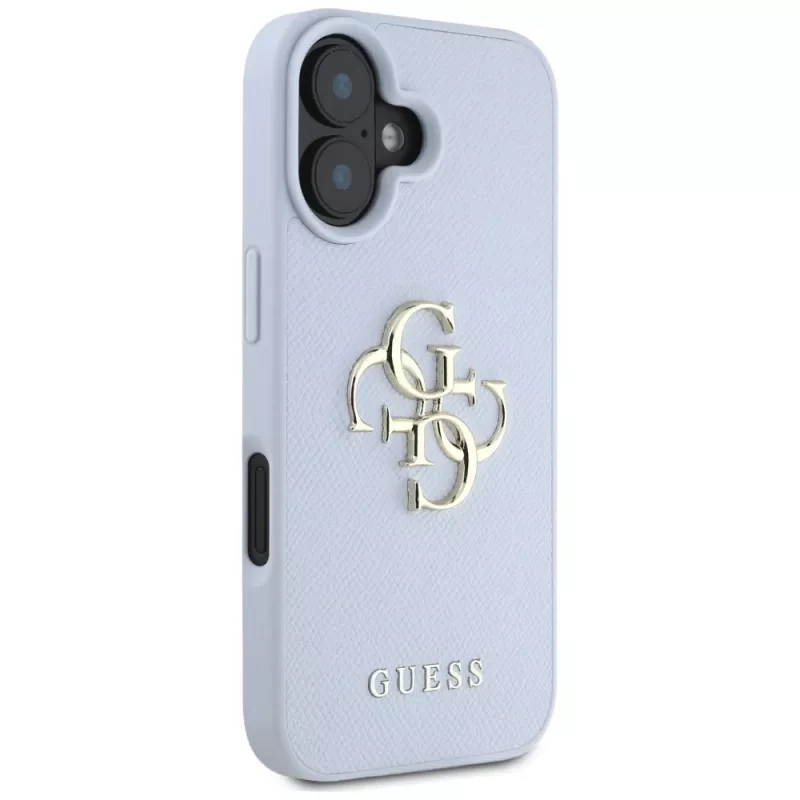 Guess Grained Big 4G Logo Small Classic Logo backcover voor Apple iPhone 16 - blauw