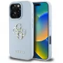 Guess Grained Big 4G Logo Small Classic Logo hoesje voor iPhone 16 Pro (blauw)