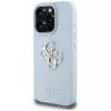 Guess Grained Big 4G Logo Small Classic Logo hoesje voor iPhone 16 Pro (blauw)