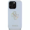 Guess Grained Big 4G Logo Small Classic Logo hoesje voor iPhone 16 Pro (blauw)