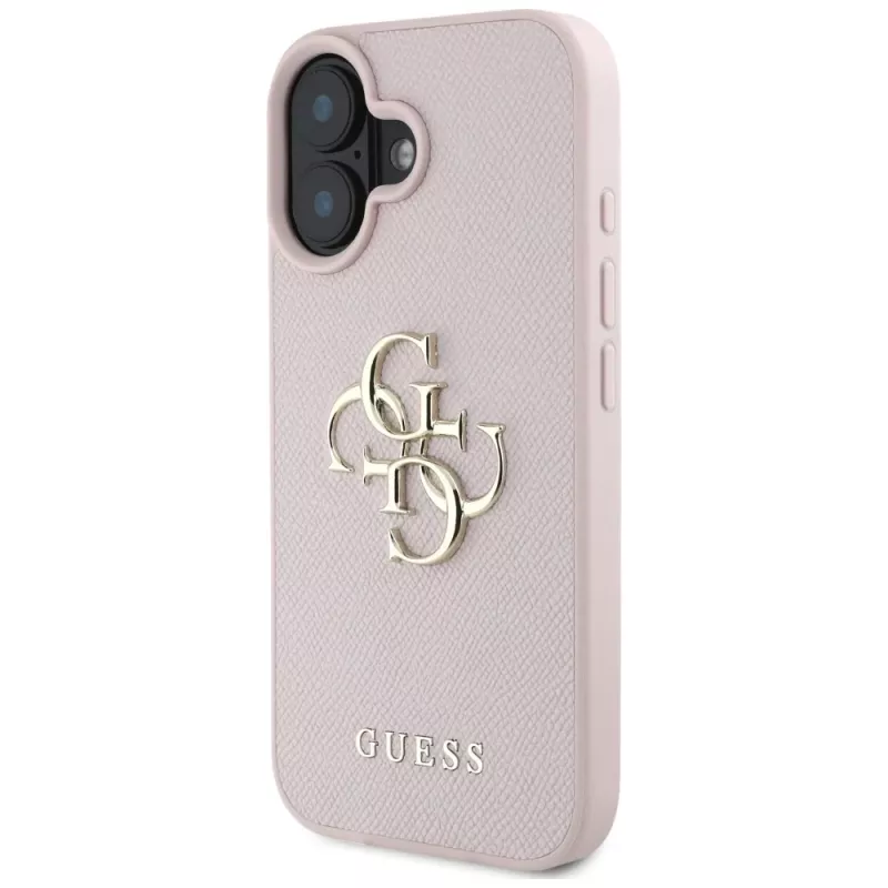 Guess Grained Big 4G Logo Small Classic Logo backcover voor Apple iPhone 16 - roze