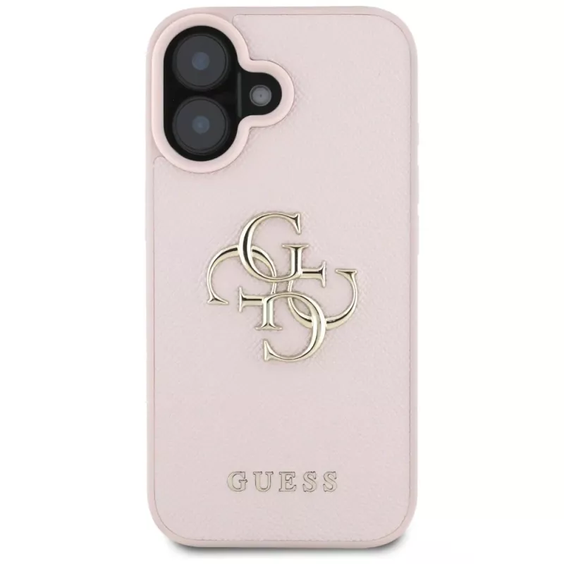 Guess Grained Big 4G Logo Small Classic Logo backcover voor Apple iPhone 16 - roze