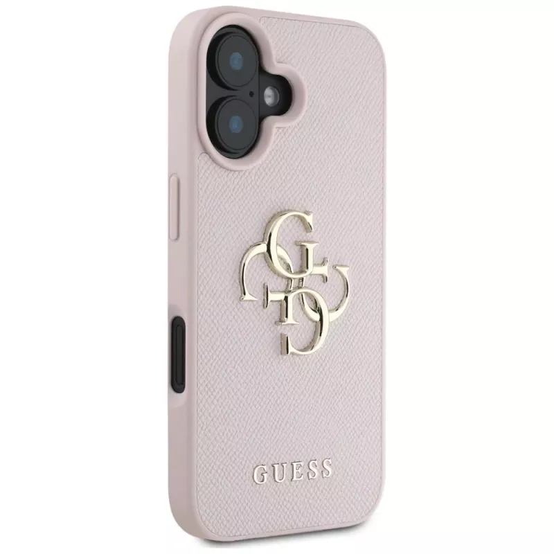 Guess Grained Big 4G Logo Small Classic Logo backcover voor Apple iPhone 16 - roze