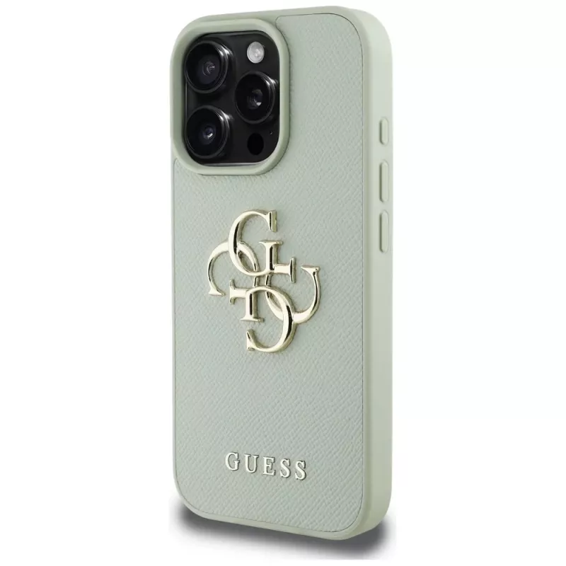 Guess Grained Big 4G Logo Small Classic Logo backcover voor Apple iPhone 16 Pro - groen