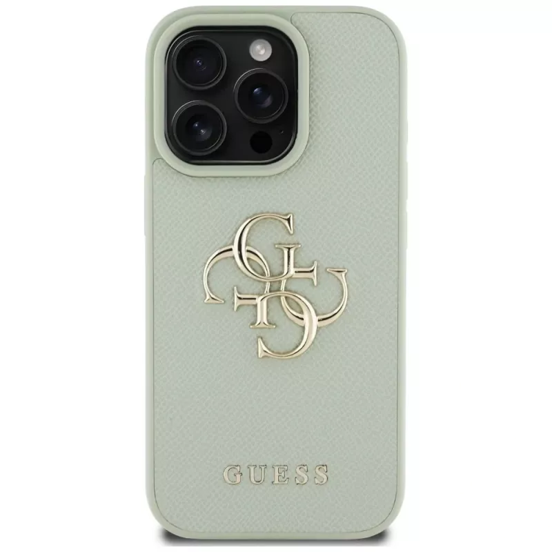 Guess Grained Big 4G Logo Small Classic Logo backcover voor Apple iPhone 16 Pro Max - groen