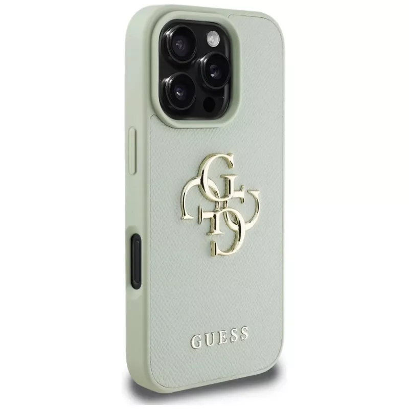 Guess Grained Big 4G Logo Small Classic Logo backcover voor Apple iPhone 16 Pro Max - groen