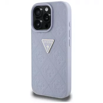 Guess Hot Stamp 4G Pattern Triangle Metal Logo hoesje voor iPhone 16 Pro Max (paars)