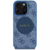 Guess 4G Circle Classic Logo MagSafe Case voor iPhone 16 Pro blauw