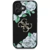 Guess Grained Roses Big 4G Logo Case voor Apple iPhone 16, zwart