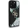 Guess Grained Roses Big 4G Logo Case voor iPhone 16 Pro Max, zwart
