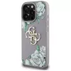 Guess Grained Roses Big 4G Logo Back Cover voor Apple iPhone 16 Pro - paars