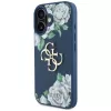 Guess Grained Roses Big 4G Logo Case voor Apple iPhone 16 - blauw