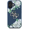 Guess Grained Roses Big 4G Logo Case voor Apple iPhone 16 - blauw