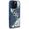 Guess Grained Roses Big 4G Logo hoesje voor iPhone 16 Pro Max, blauw