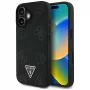 Guess Grained Hot Stamp Peony Triangle Logo MagSafe Case voor iPhone 16 (zwart)