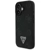 Guess Grained Hot Stamp Peony Triangle Logo MagSafe Case voor iPhone 16 (zwart)