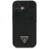 Guess Grained Hot Stamp Peony Triangle Logo MagSafe Case voor iPhone 16 (zwart)