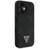 Guess Grained Hot Stamp Peony Triangle Logo MagSafe Case voor iPhone 16 (zwart)