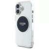 Guess IML Metal Colored Circle Classic Logo MagSafe Case voor iPhone 16 (zwart)